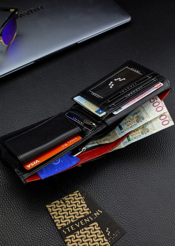 Vīriešu īstas ādas maks Stevens Z06-8888-R, RFID aizsardzība 