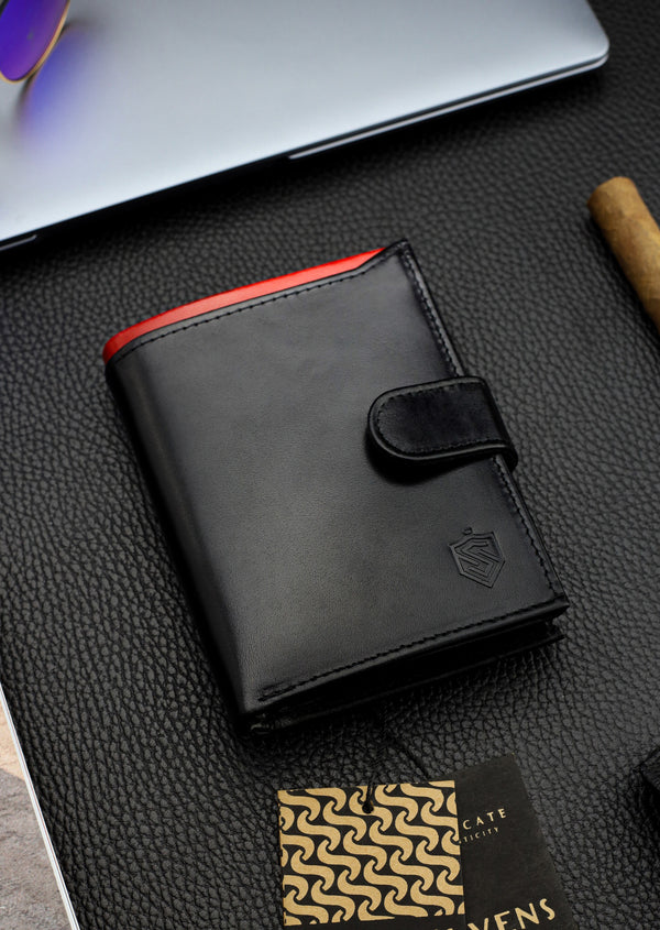 Vīriešu īstas ādas maks Stevens Z06, melns S512