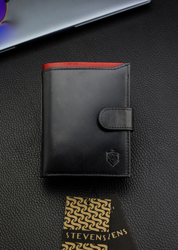 Vīriešu īstas ādas maks Stevens Z06, melns S512