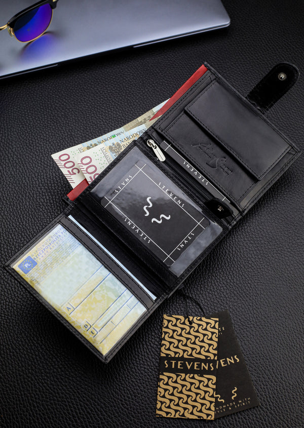 Vīriešu īstas ādas maks Stevens Z06, melns S512