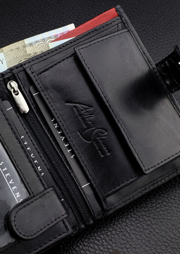 Vīriešu īstas ādas maks Stevens Z06, melns S512