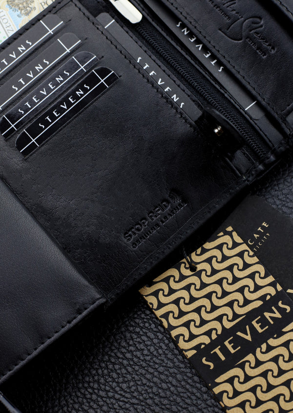 Vīriešu īstas ādas maks Stevens Z06, melns S512