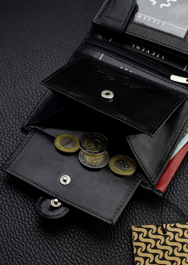 Vīriešu īstas ādas maks Stevens Z06, melns S512