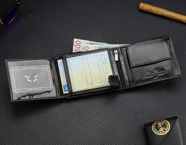 Vīriešu īstas ādas maks Stevens Z07-325-R, RFID aizsardzība 