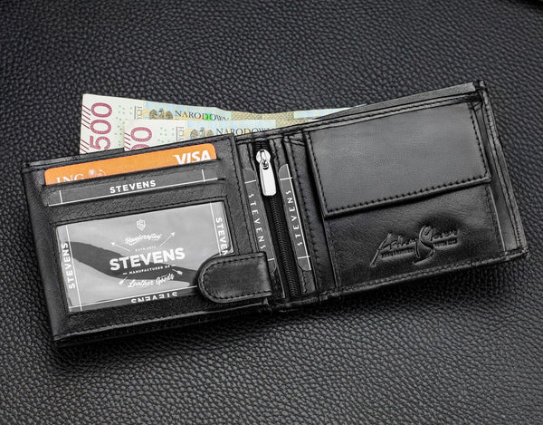 Vīriešu īstas ādas maks Stevens Z07-325-R, RFID aizsardzība 