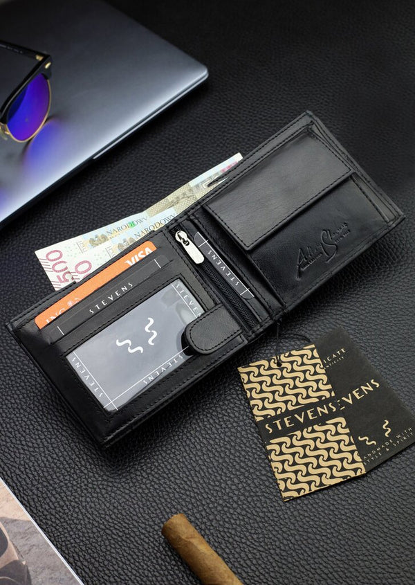 Vīriešu īstas ādas maks Stevens Z07-325-R, RFID aizsardzība 