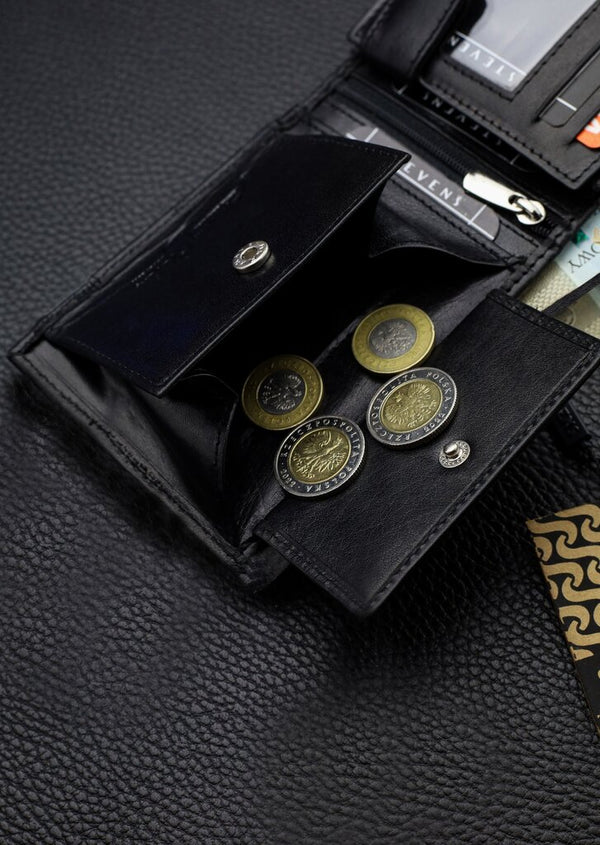 Vīriešu īstas ādas maks Stevens Z07-325-R, RFID aizsardzība 