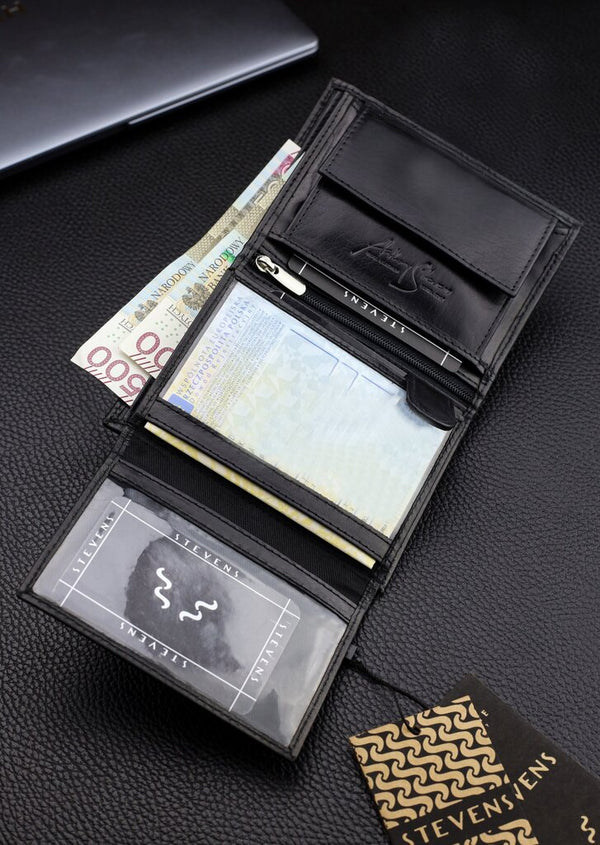 Vīriešu īstas ādas maks Stevens Z07-326-R, RFID aizsardzība 