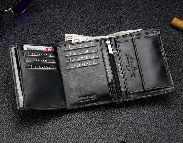 Vīriešu īstas ādas maks Stevens Z07-326-R, RFID aizsardzība 