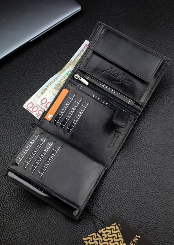 Vīriešu īstas ādas maks Stevens Z07-326-R, RFID aizsardzība 