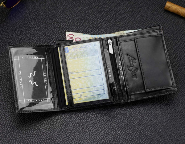 Vīriešu īstas ādas maks Stevens Z07-326-R, RFID aizsardzība 