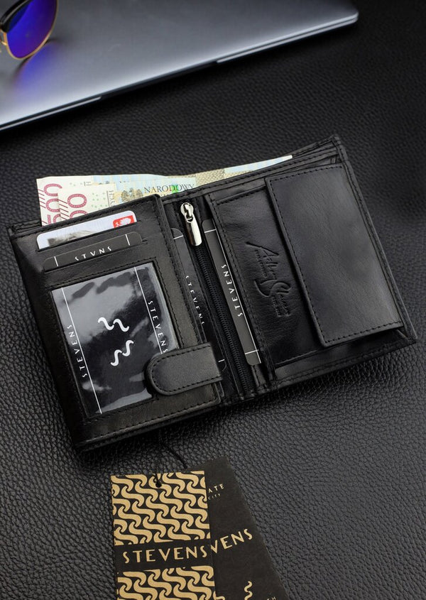 Vīriešu īstas ādas maks Stevens Z07-326-R, RFID aizsardzība 