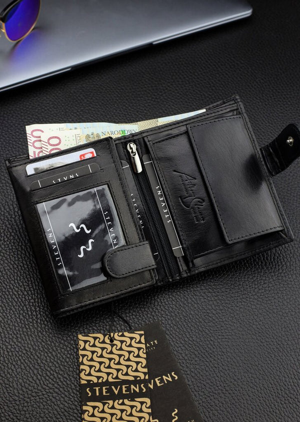 Vīriešu īstas ādas maks Stevens Z07-326A-R, RFID aizsardzība 