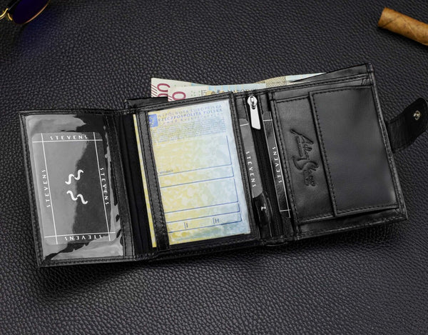 Vīriešu īstas ādas maks Stevens Z07-326A-R, RFID aizsardzība 