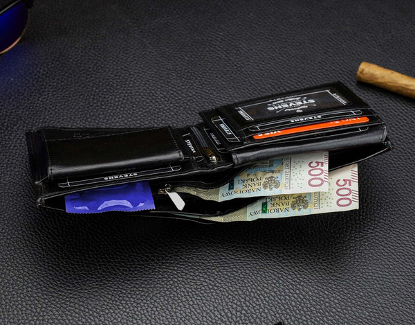 Vīriešu īstas ādas maks Stevens Z07-8888-R, RFID aizsardzība 