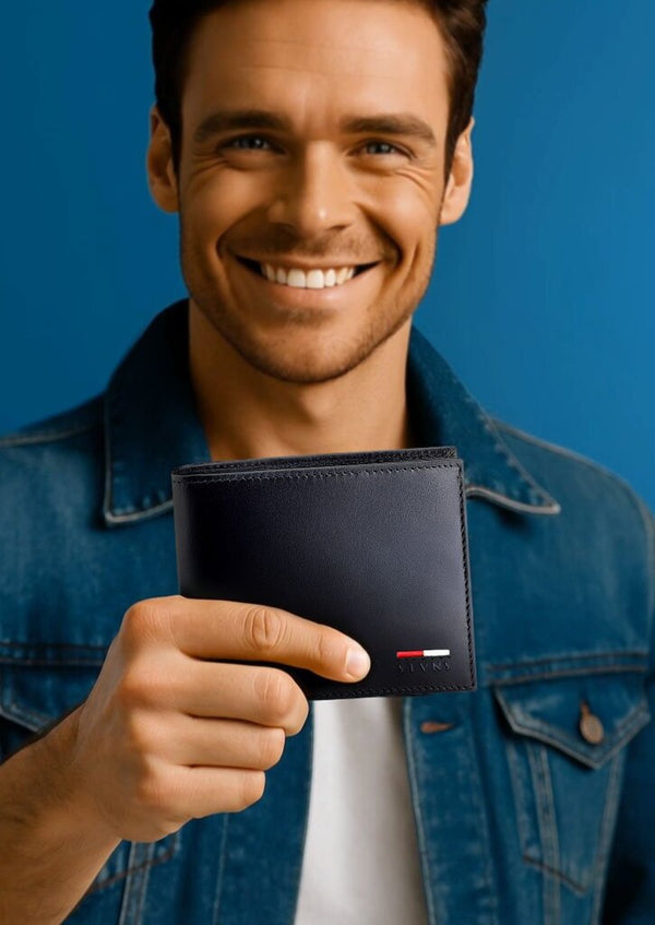 Vīriešu īstas ādas maks Stevens Z07-8888-R, RFID aizsardzība 