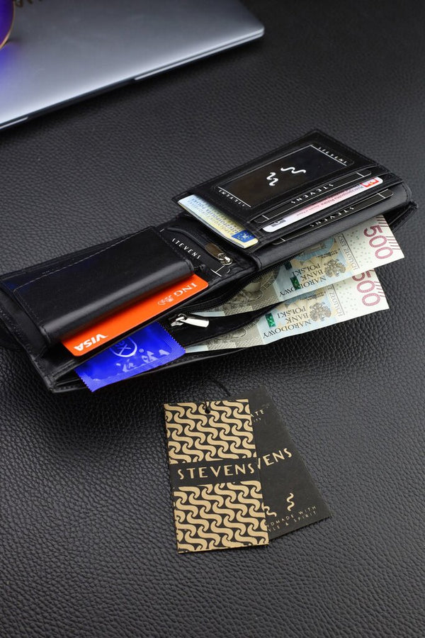 Vīriešu īstas ādas maks Stevens Z07-8888-R, RFID aizsardzība 