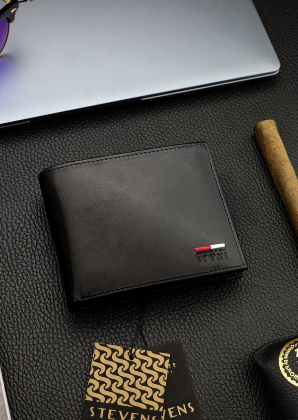 Vīriešu īstas ādas maks Stevens Z07-8888-R, RFID aizsardzība 