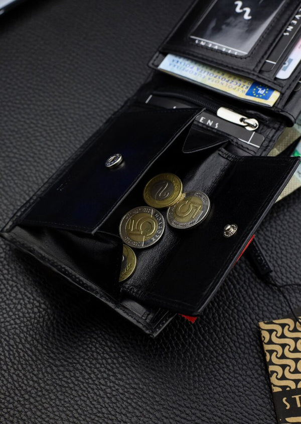 Vīriešu īstas ādas maks Stevens Z07-8888-R, RFID aizsardzība 