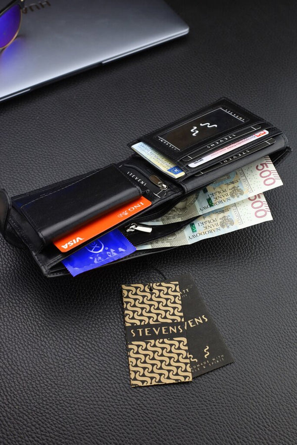Vīriešu īstas ādas maks Stevens Z07-8888A-R, RFID aizsardzība 
