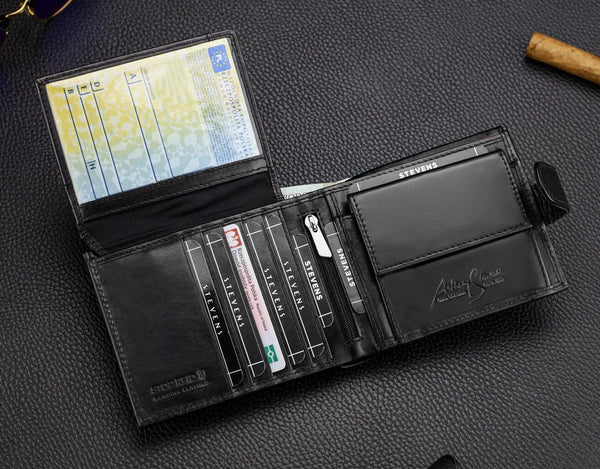 Vīriešu īstas ādas maks Stevens Z07-8888A-R, RFID aizsardzība 