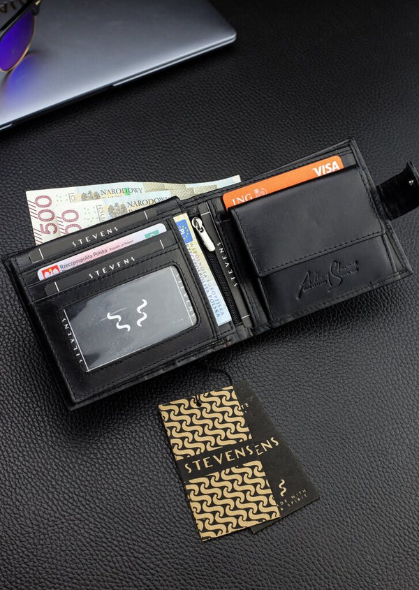 Vīriešu īstas ādas maks Stevens Z07-8888A-R, RFID aizsardzība 