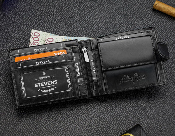 Vīriešu īstas ādas maks Stevens Z07-8888A-R, RFID aizsardzība 