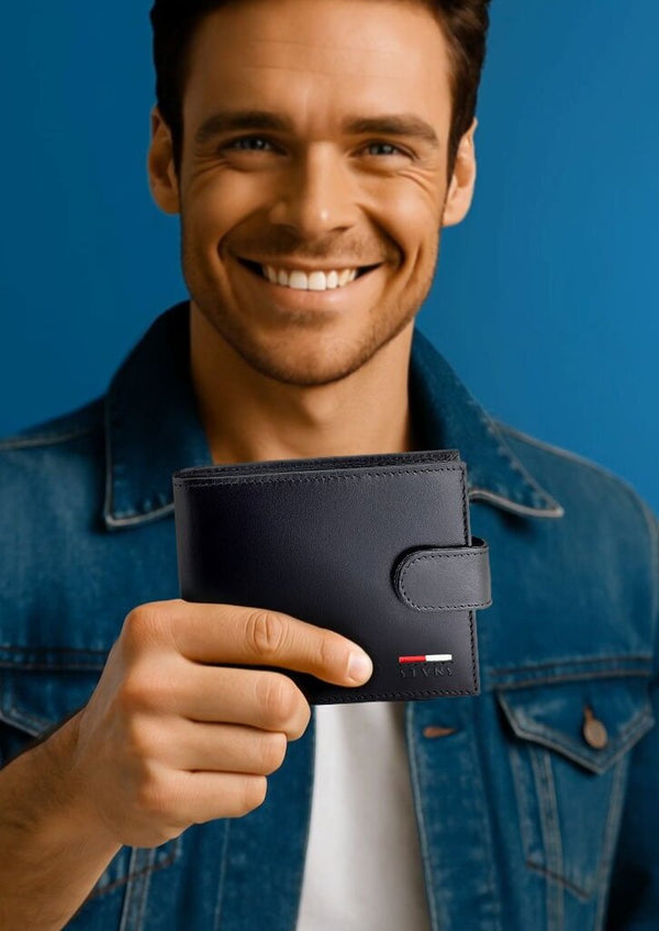 Vīriešu īstas ādas maks Stevens Z07-8888A-R, RFID aizsardzība 