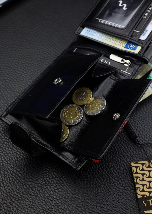 Vīriešu īstas ādas maks Stevens Z07-8888A-R, RFID aizsardzība 