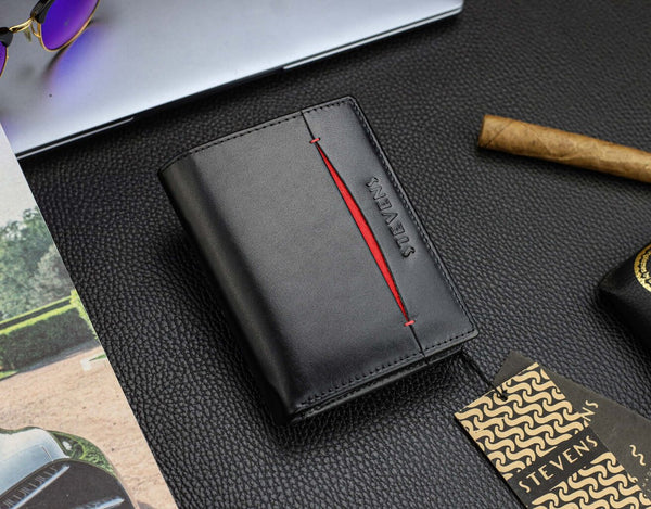Vīriešu īstas ādas maks Stevens Z08-326-R, RFID aizsardzība 