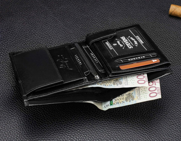 Vīriešu īstas ādas maks Stevens Z08-326-R, RFID aizsardzība 