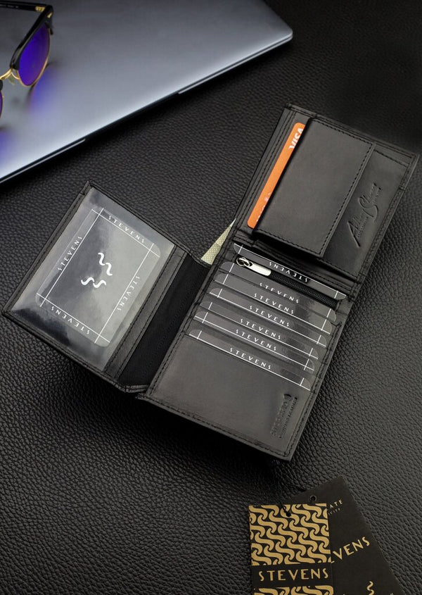 Vīriešu īstas ādas maks Stevens Z08-8888-R, RFID aizsardzība 