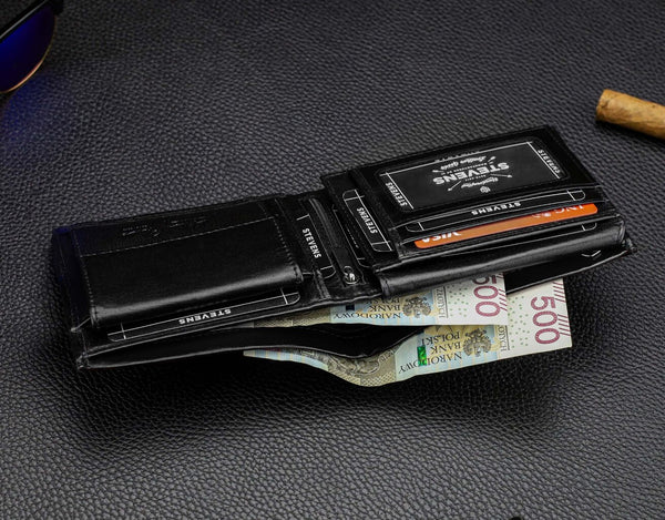 Vīriešu īstas ādas maks Stevens Z08-8888-R, RFID aizsardzība 