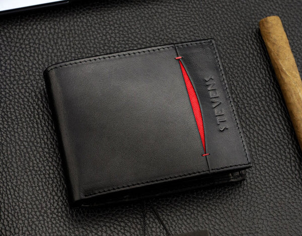 Vīriešu īstas ādas maks Stevens Z08-8888-R, RFID aizsardzība 