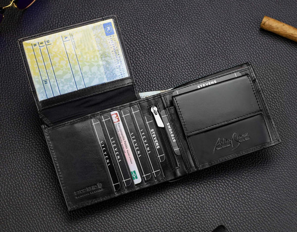 Vīriešu īstas ādas maks Stevens Z08-8888-R, RFID aizsardzība 