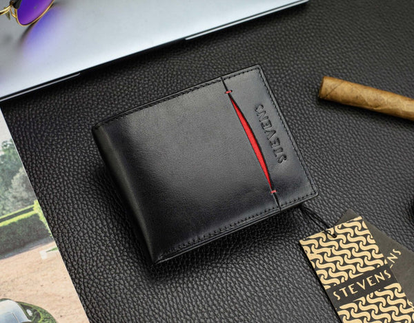 Vīriešu īstas ādas maks Stevens Z08-8888-R, RFID aizsardzība 