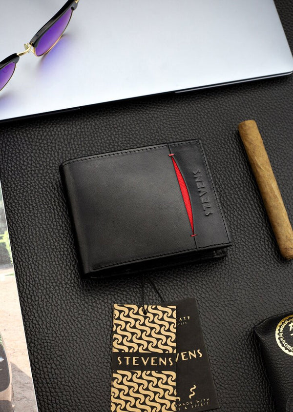 Vīriešu īstas ādas maks Stevens Z08-8888-R, RFID aizsardzība 