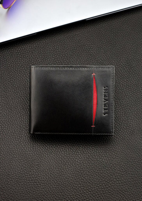 Vīriešu īstas ādas maks Stevens Z08-8888-R, RFID aizsardzība 