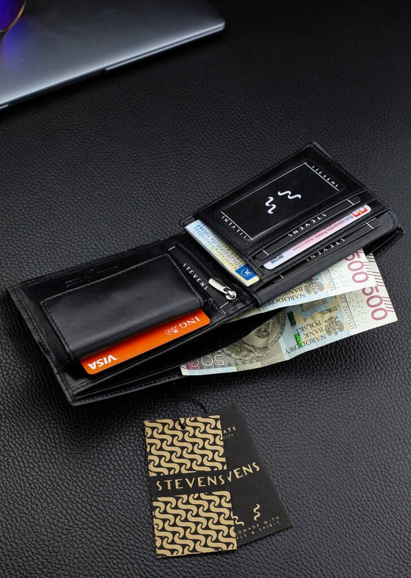 Vīriešu īstas ādas maks Stevens Z08-8888-R, RFID aizsardzība 