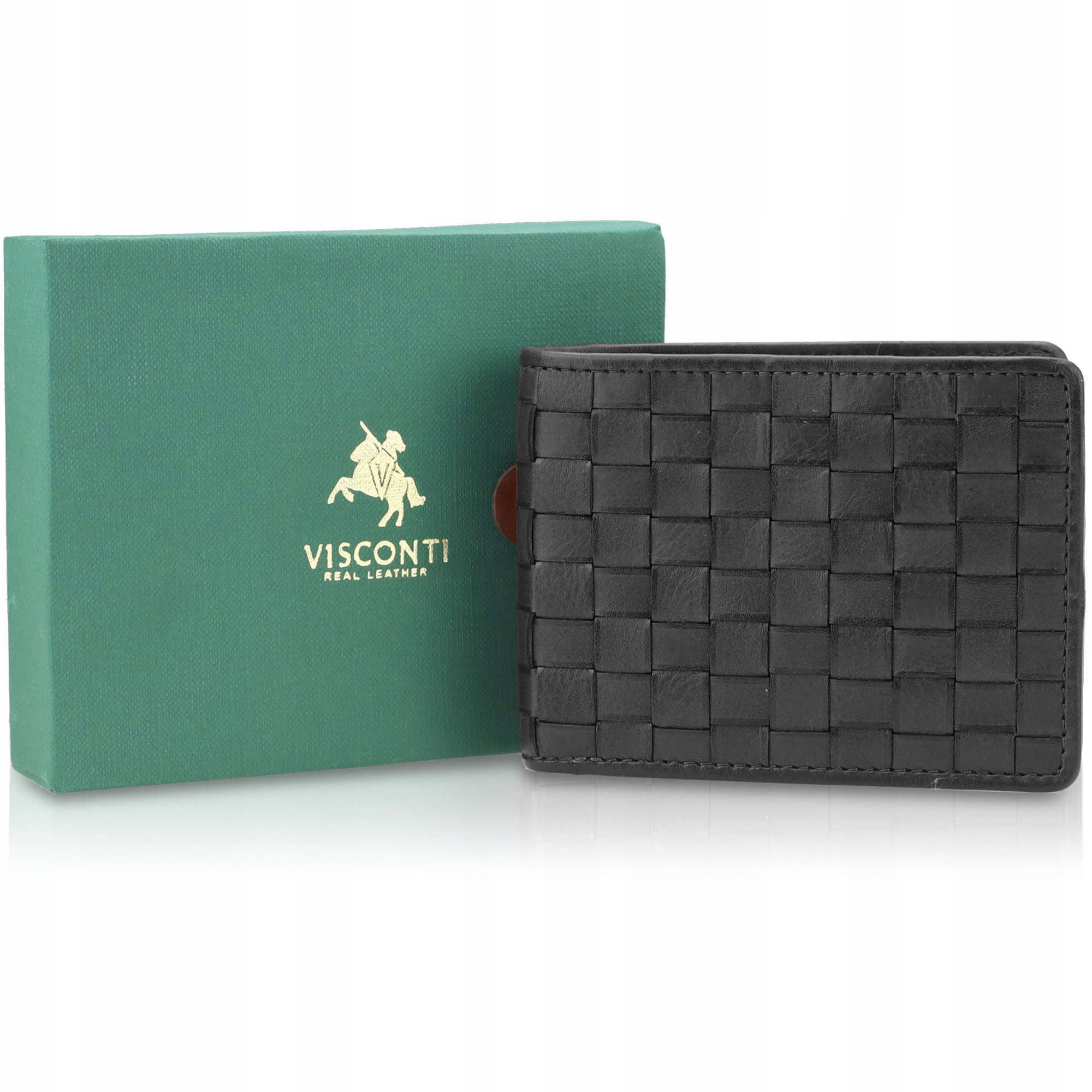 Vīriešu īstas ādas maks Visconti PT-107, melns S504
