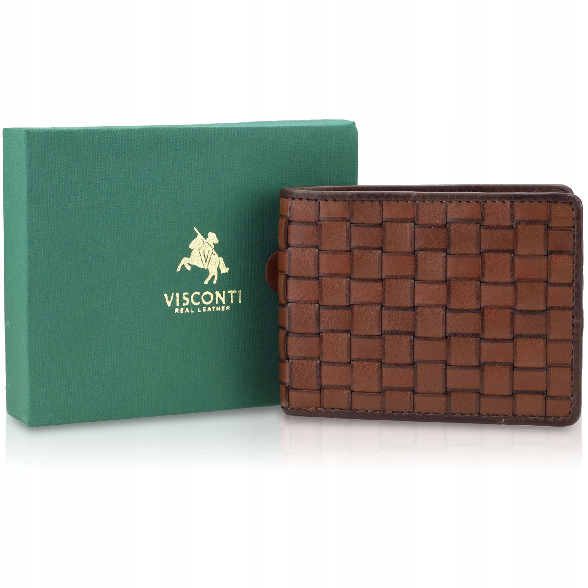 Vīriešu īstas ādas maks Visconti PT-107, brūns S503