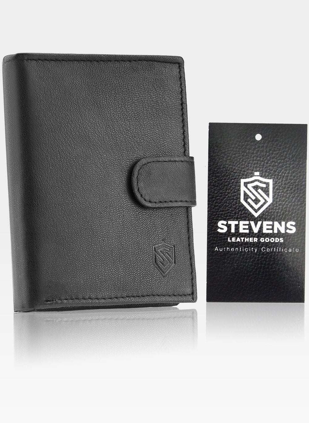 Vīriešu ādas maks koka kastītē Stevens 326A, melns S163