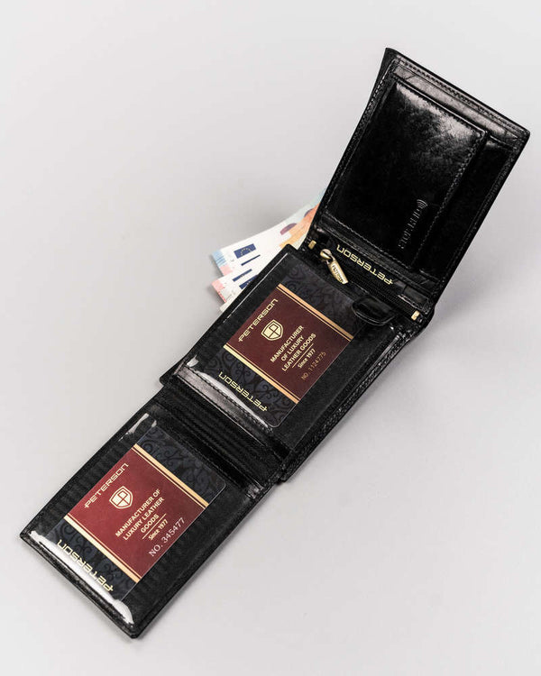 Vīriešu ādas maks Peterson N1, melns S485