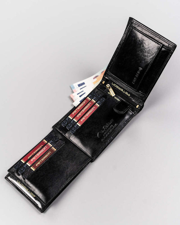 Vīriešu ādas maks Peterson N1, melns S485