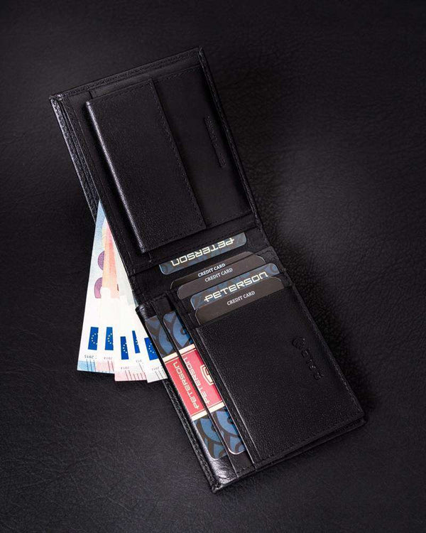 Vīriešu ādas maks Peterson N8, melns S483