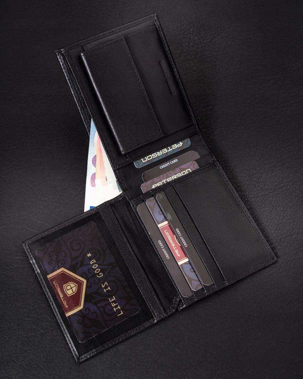 Vīriešu ādas maks Peterson N8, melns S483