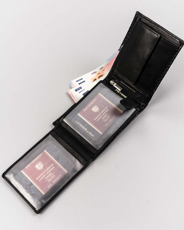 Vīriešu ādas maks Peterson T99, melns S481