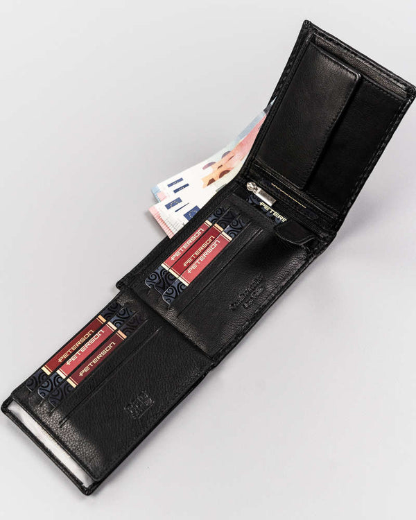 Vīriešu ādas maks Peterson T99, melns S481