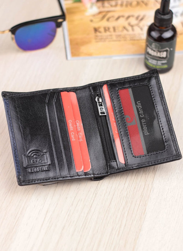 Vīriešu ādas maks Pierre Cardin Tilak29 1810 RFID melns + zils S451