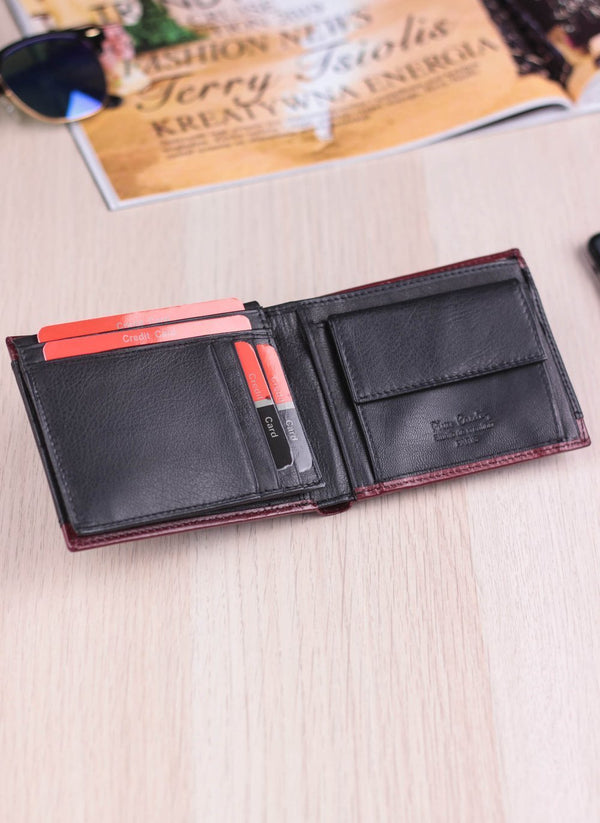 Vīriešu ādas maks Pierre Cardin Tilak32 8825 melns + bordo S449